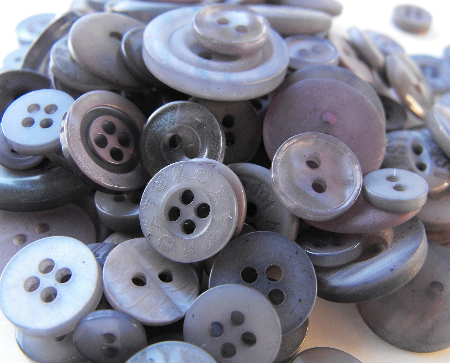 100 Ash Gray Buttons Round Multi Sizes