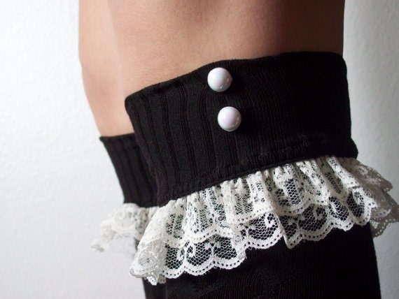 Coffee Brown Lacey Flirty Girly Boot Socks