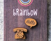 Wooden Phone Earrings