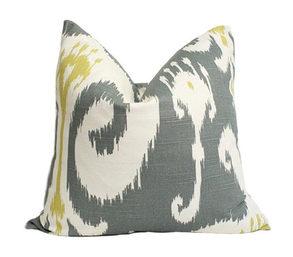Grey Ikat Designer Pillow Cover 17x17