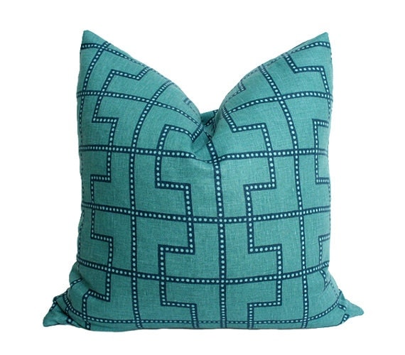 Bleecker - Celerie Kemble - Peacock colorway - 17x17 Designer Pillow Cover (single-sided)
