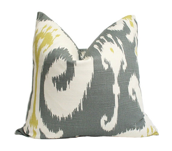 Grey Ikat Designer Pillow Cover 17x17