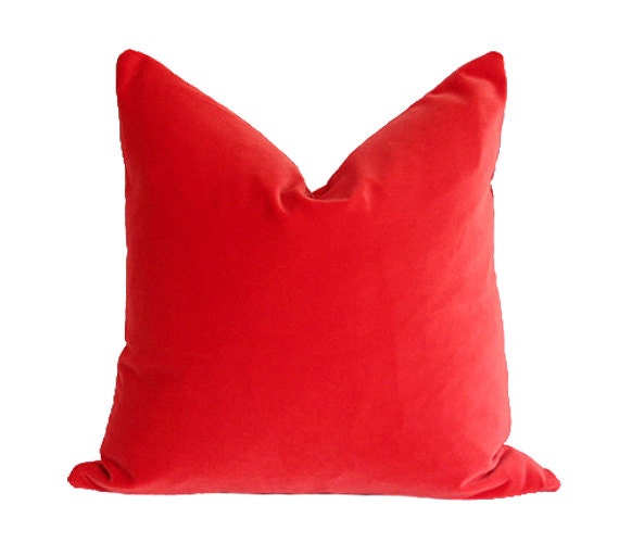 Red-Orange Velvet Designer Pillow 17x17
