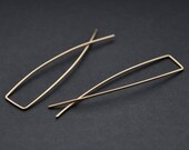 Gold Threaded Hoops, Hoop Earrings, Modern Minimalist Wire Jewelry