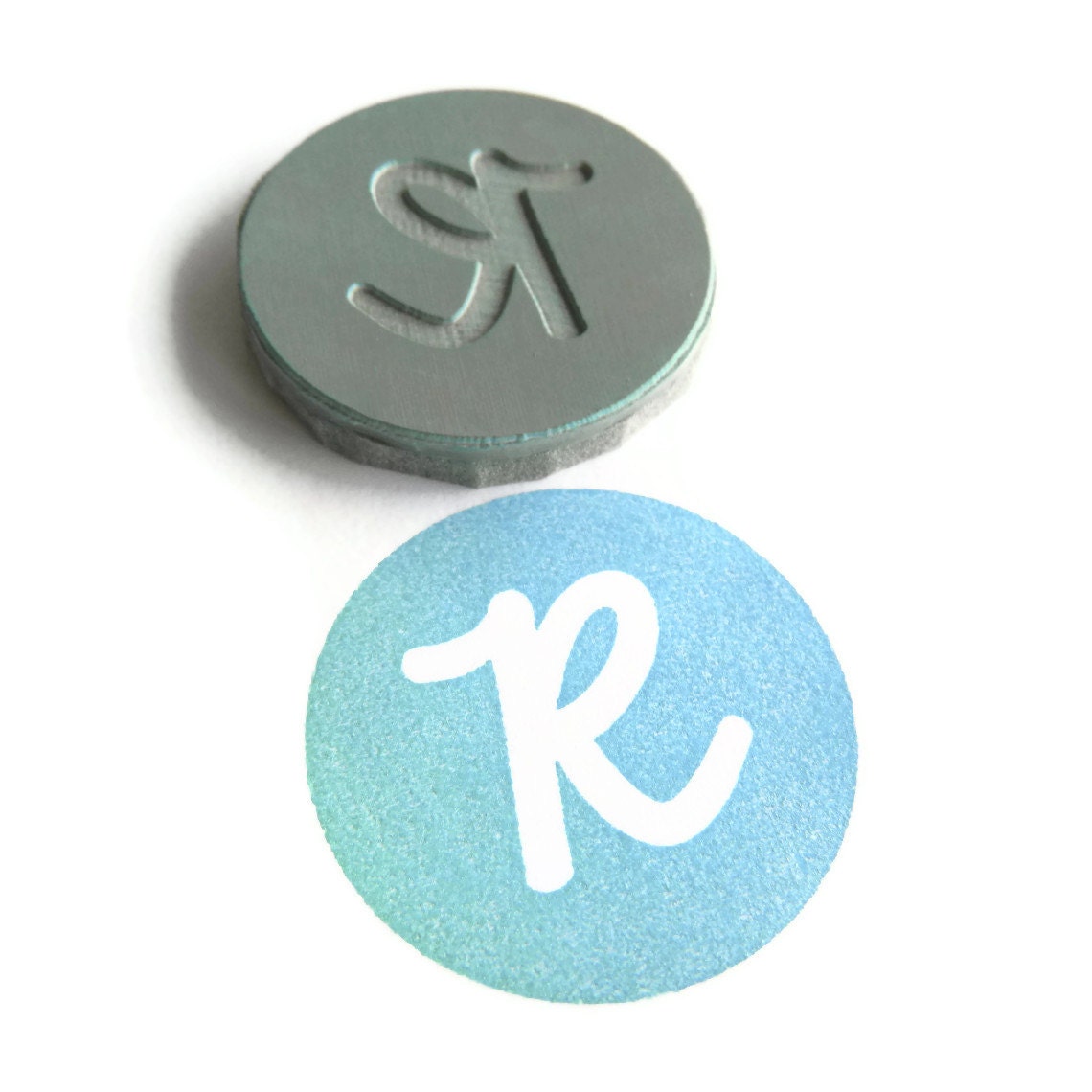Custom Monogram Stamp - Modern Monogram Circle - Cling Rubber Stamp
