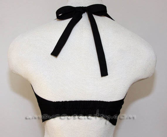 Solid Black Bow Bandeau (100% cotton fabric)