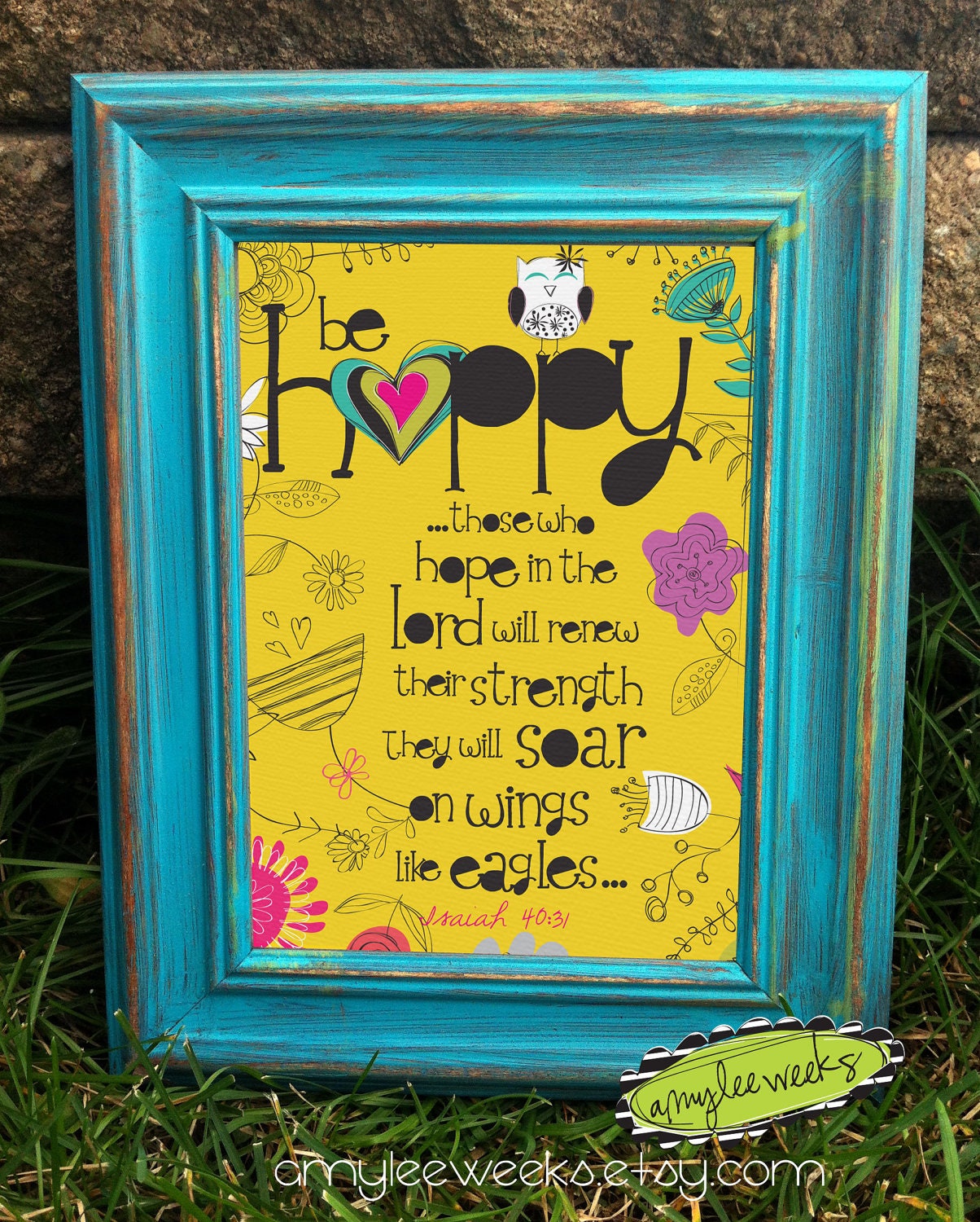 Scripture Art, Christian Art, Wise Reminders - Be Happy, canvas-mounted framed art (5x7)