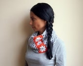 PDF crochet PATTERN cowl / neckwarmer granny squares flowers - DIY tutorial - Instant download