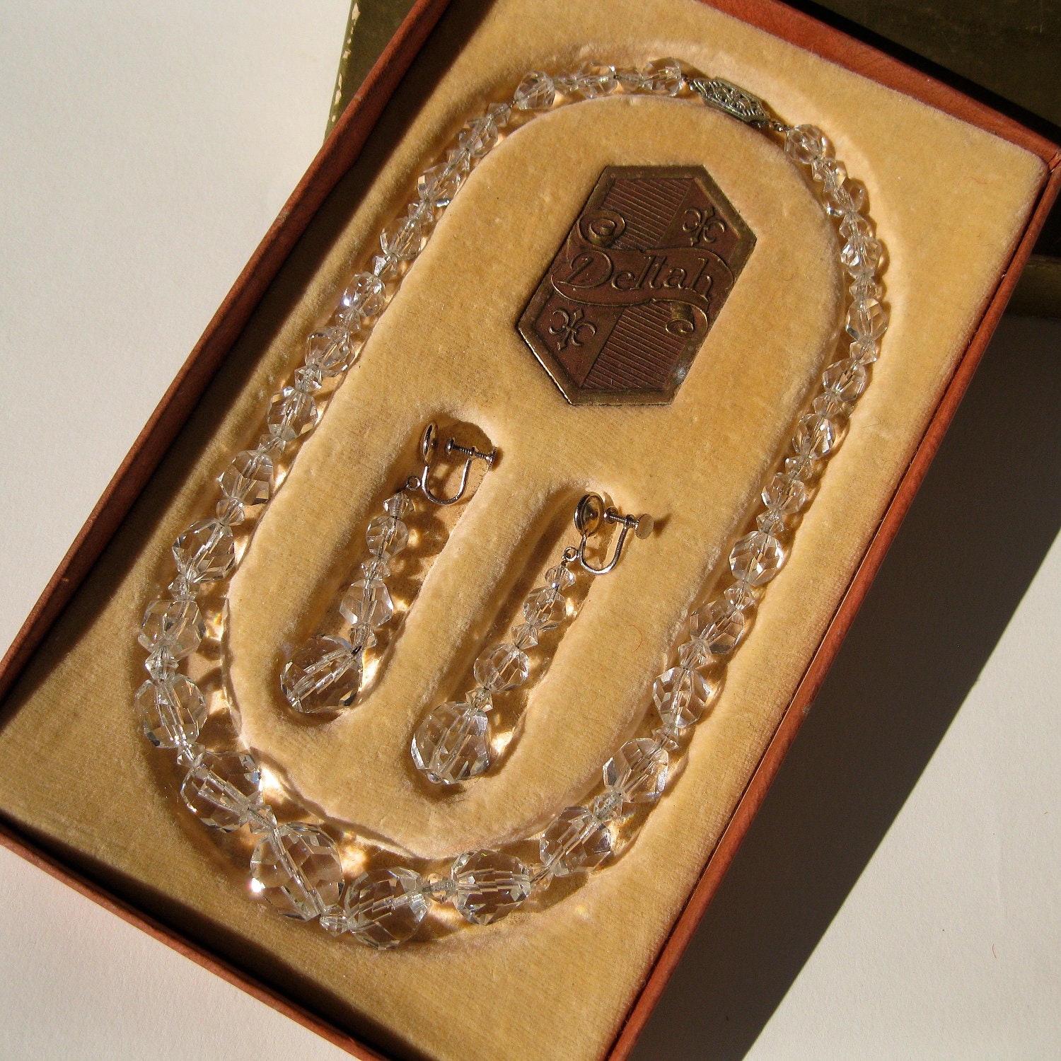 Vintage 1930s Art Deco Necklace Rock Crystal Earrings 1920s Wedding Bridal Fashions
