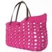Fuchsia summer bag - Handbag Celebrity Style With Genuine Leather Straps / Handles shoulder bag-crochet bag-hand made