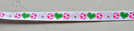 Soccer girl on white 3/8" grosgrain ribbon Il_570xn