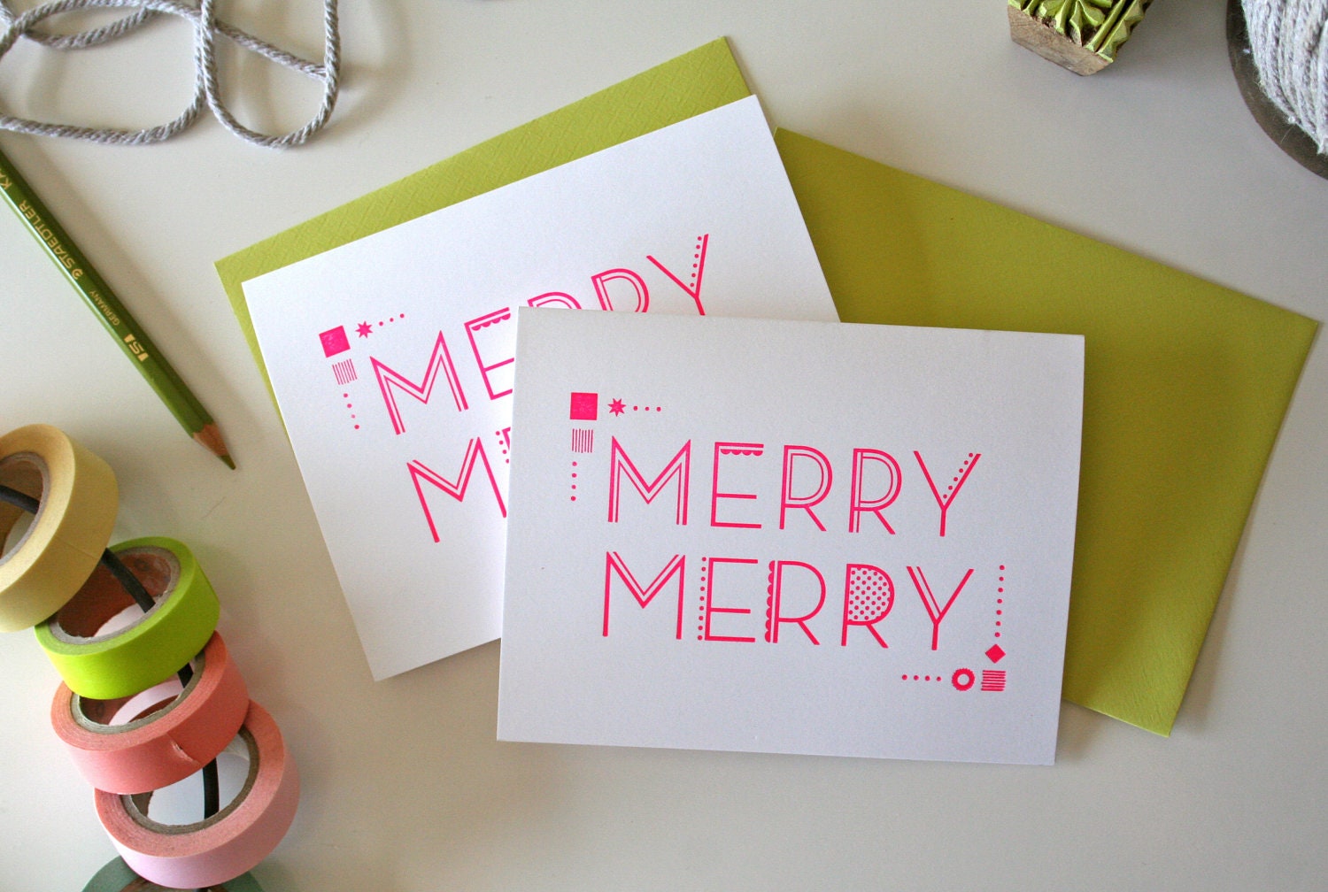 Merry Merry Letterpress Printed Card