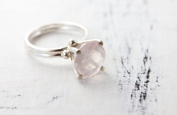 Rose quartz ring, sterling silver, gemstone, cocktail ring, pink, pastel, rose smoke - The Bliss Ring