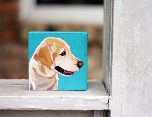 Pet Portrait 4"x4" Custom  Dog Painting from Photo