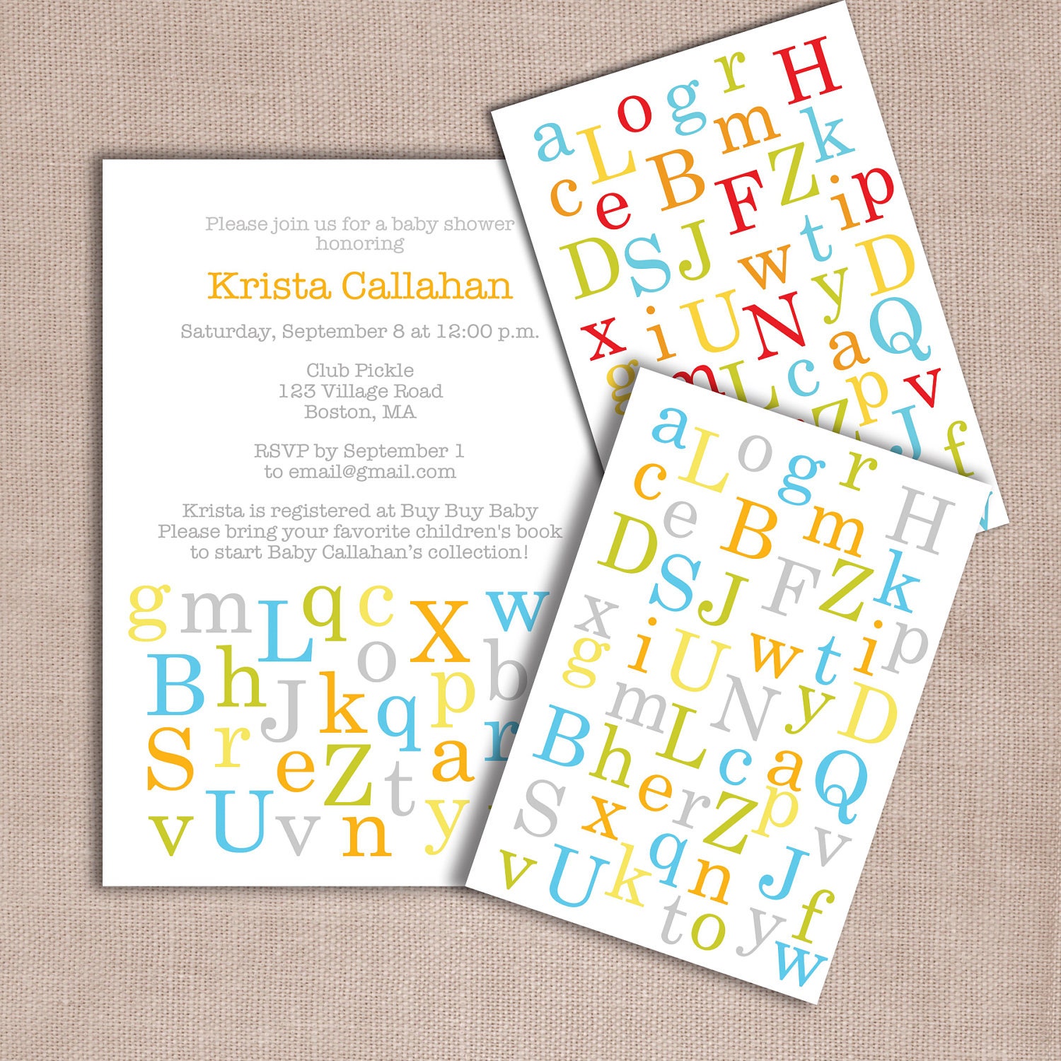 alphabet invitation DIY printable