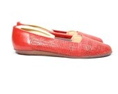 Vintage Womens US 9 N Brazilian Red Leather Slip On Sandals Wedges Flats
