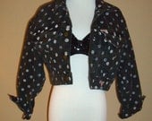 Amazing Rare 80's 90's Vintage Black Gray Denim Polka Dot Guess Jacket