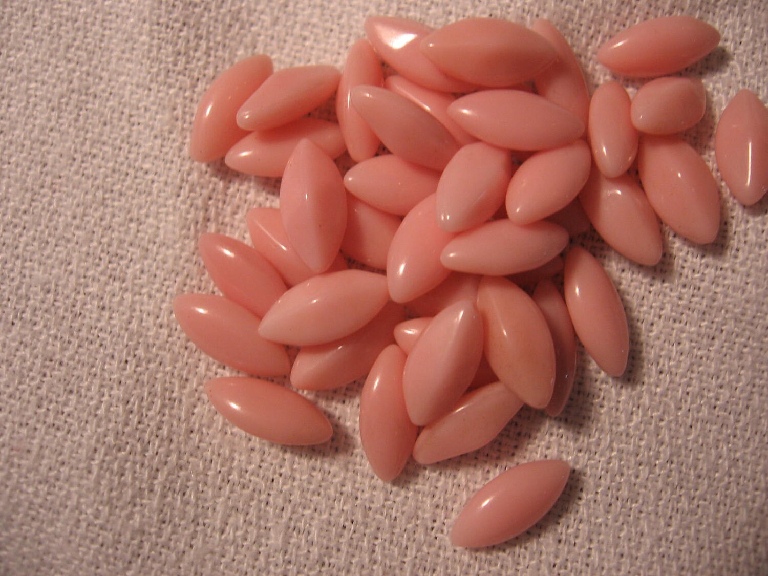 Vintage Baby Pink Cabochon Navettes 10x5mm QTY - 20 LAST LOT