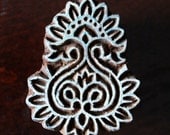 Hand Carved Indian Wood Stamp Block- Stylized Heart/Floral Motif