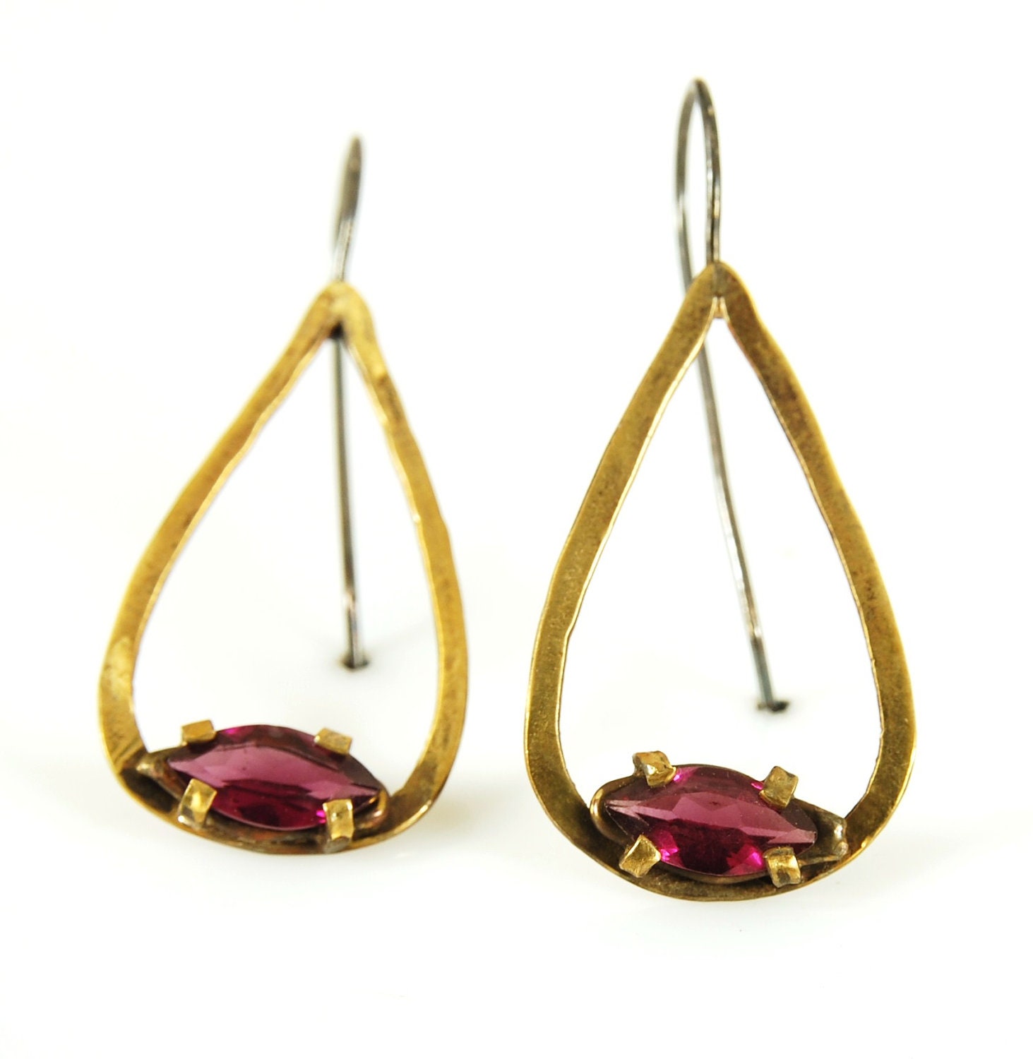 Silver & Brass garnet Earrings