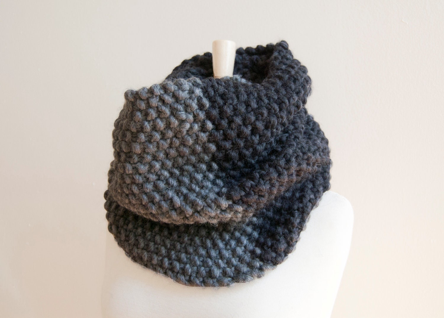 Customizable Color Block Cowl - Chunky wool knit in your choice of colors