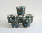Mid-Century Mod Floral Tumblers - Drinking Glasses - Set of 6