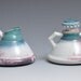 Wine, White, and Teal Ceramic Cream and Sugar