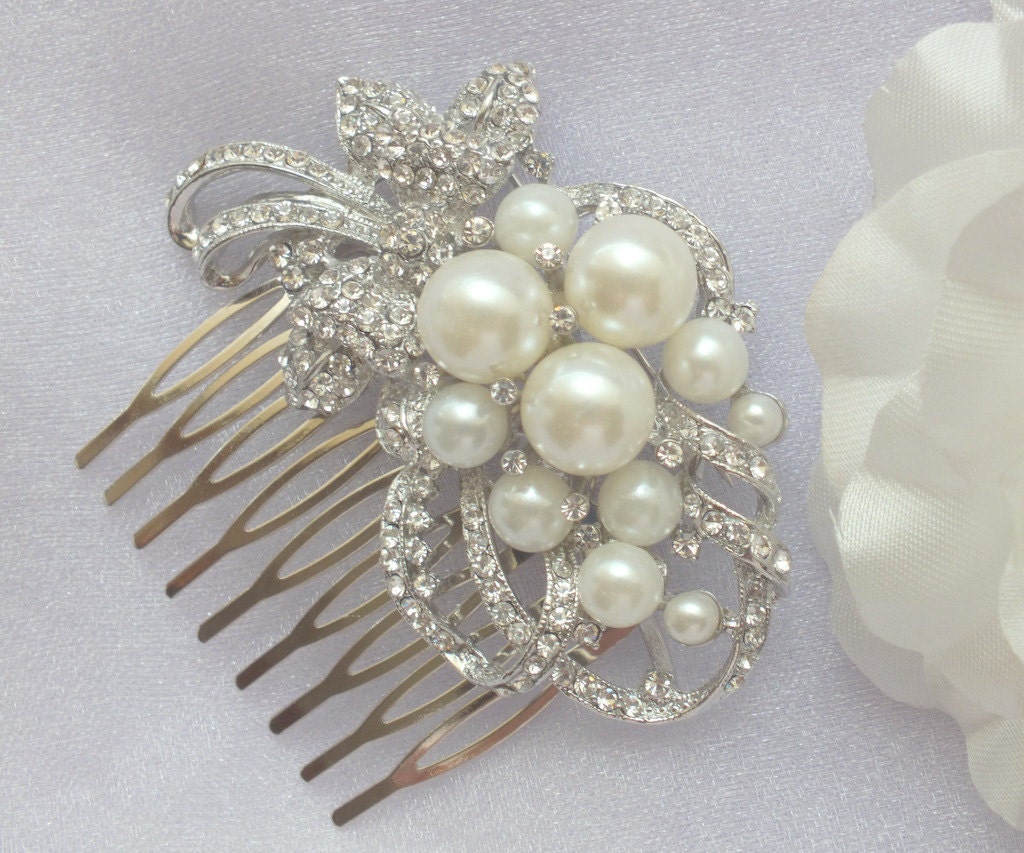 Erica-Shell Pearl and Rhinestone Bridal Comb