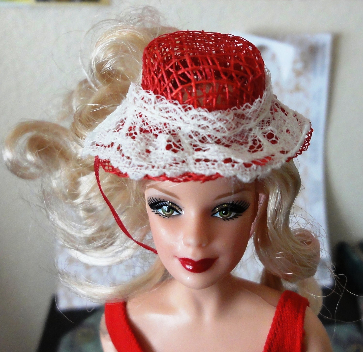 Lace and Red Barbie Barbie Doll Hat