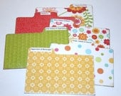 Divider Cards of Formica - Set of 6 Yellow Coral and Orange Floral Custom 4x6 Recipe Divider Cards