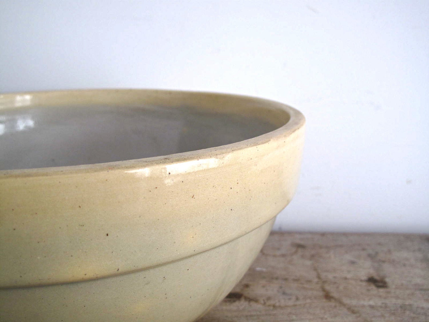 Vintage Large Ceramic Bowl - Large Serving Bowl - Stoneware Bowl - Antique Pottery