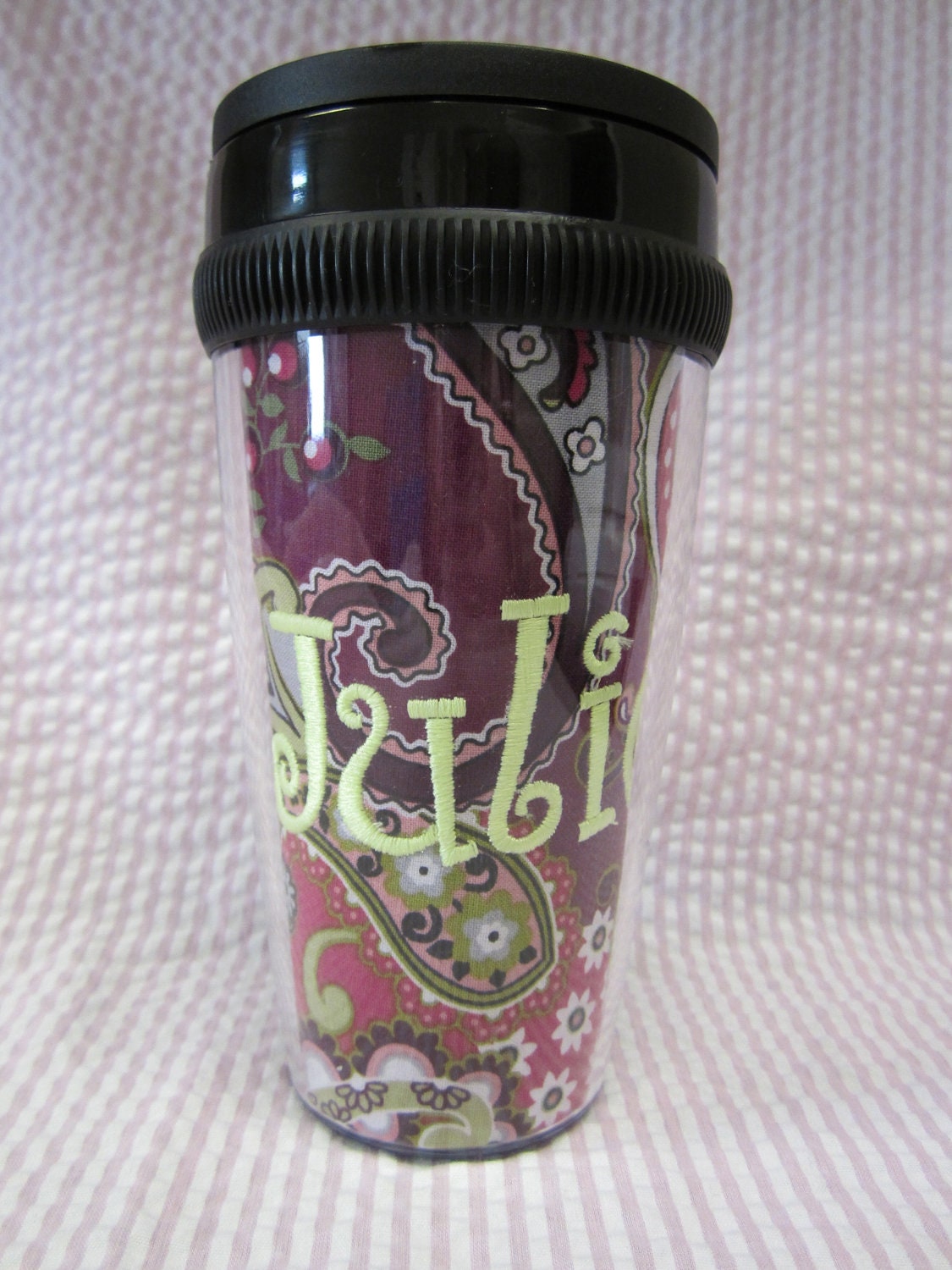 Monogrammed or Embroidered Travel Mug