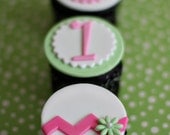Fondant Chevron, Monogram, Age and Cupcake Toppers for Cupcakes or Cookies Perfect for Birthday Parties