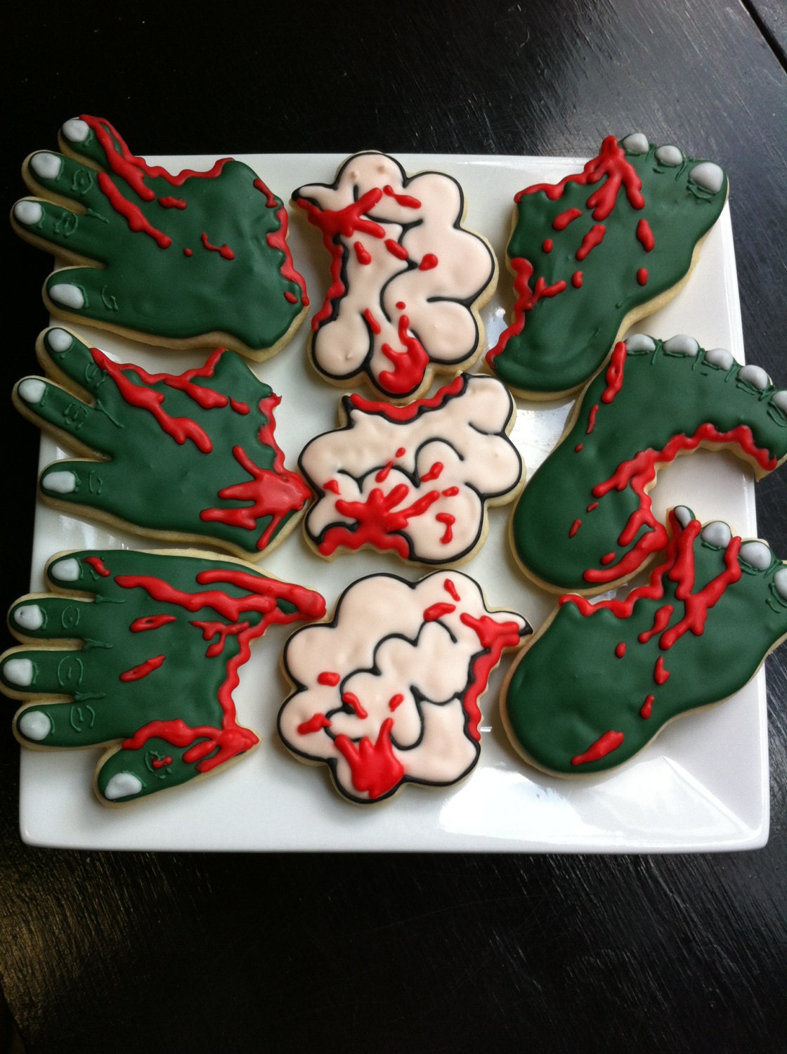 Zombie Body Parts theme cookies 1 dozen