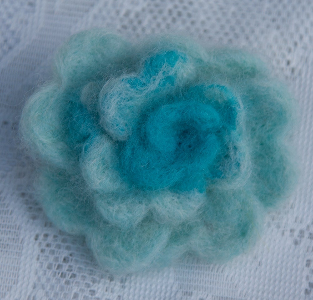 Variegated Blue Needle Felted Hair Barrette