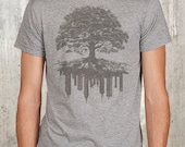 Hand Drawn Tree & Crumbling City - Men's T-Shirt - Available in Men's S, M, L, XL and 2XL