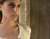 18k Gold over Sterling Silver Angel Wings NECKLACE - Handmade necklace with Filigree wings pendant set with freshwater pearl for everyday