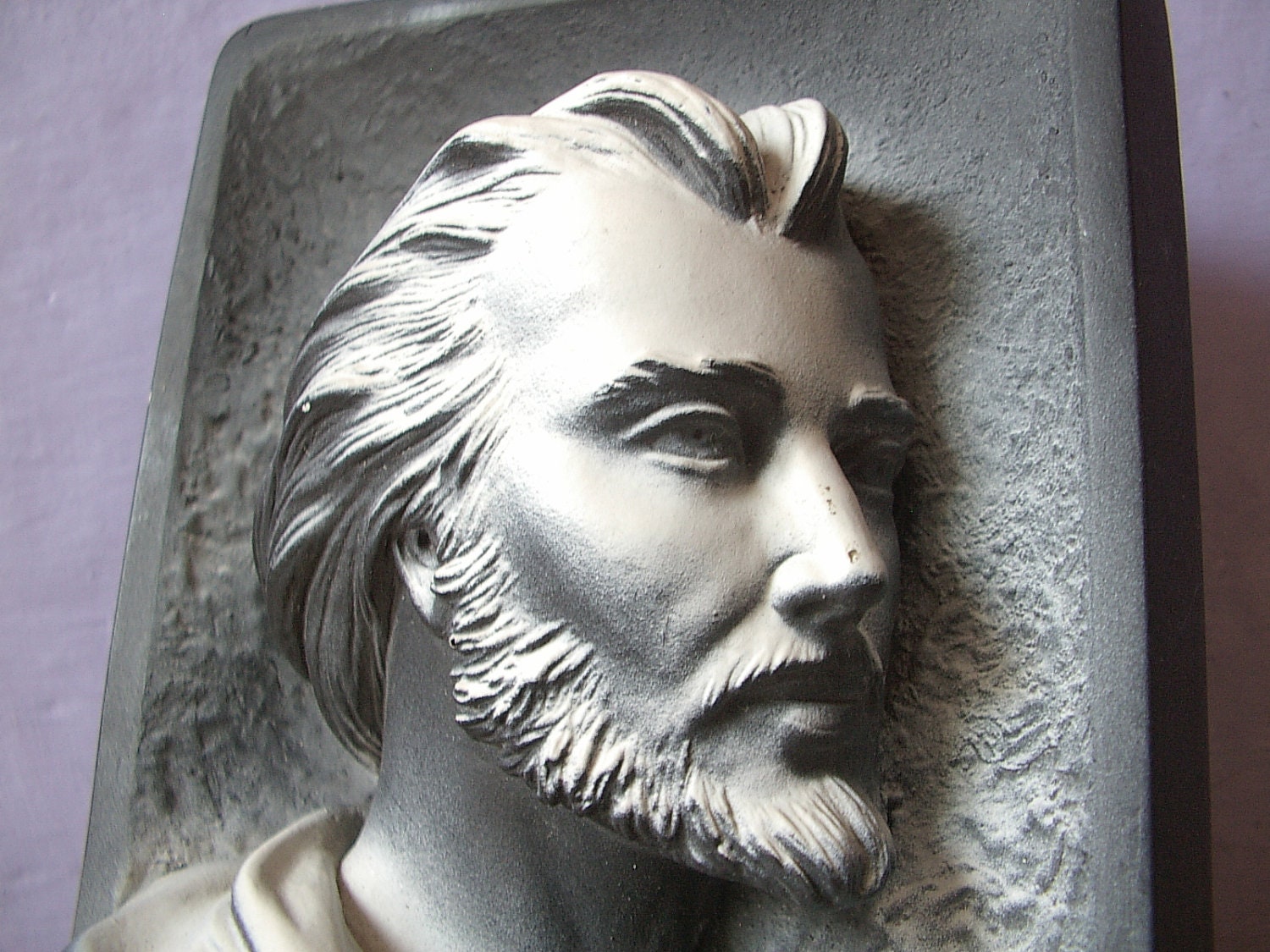 vintage 1960's Creative Arts Inc The Messiah chalkware wall hanging, Jesus catholic decor, religious christian art unframed