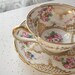 antique gold tea cup and saucer set, Jackson and Gosling Grosvenor Ye Olde English, vintage 1920's pink rose hand painted,RESERVED 4 olive