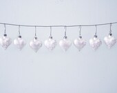 Set of 8 Hearts Vintage Valentine's Day Glass Ornaments