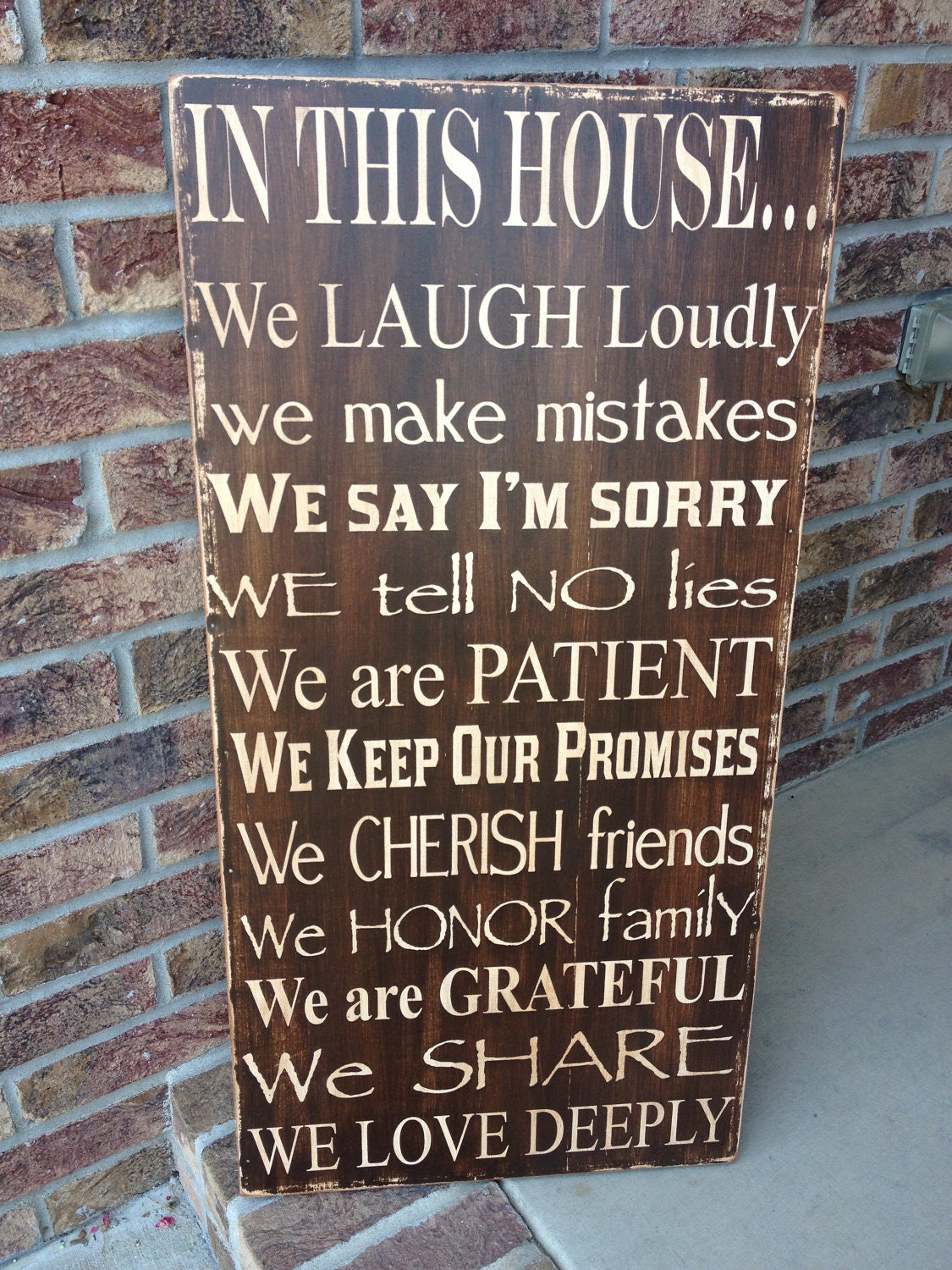 extra large family rules sign, subway art, typography word art, handpainted