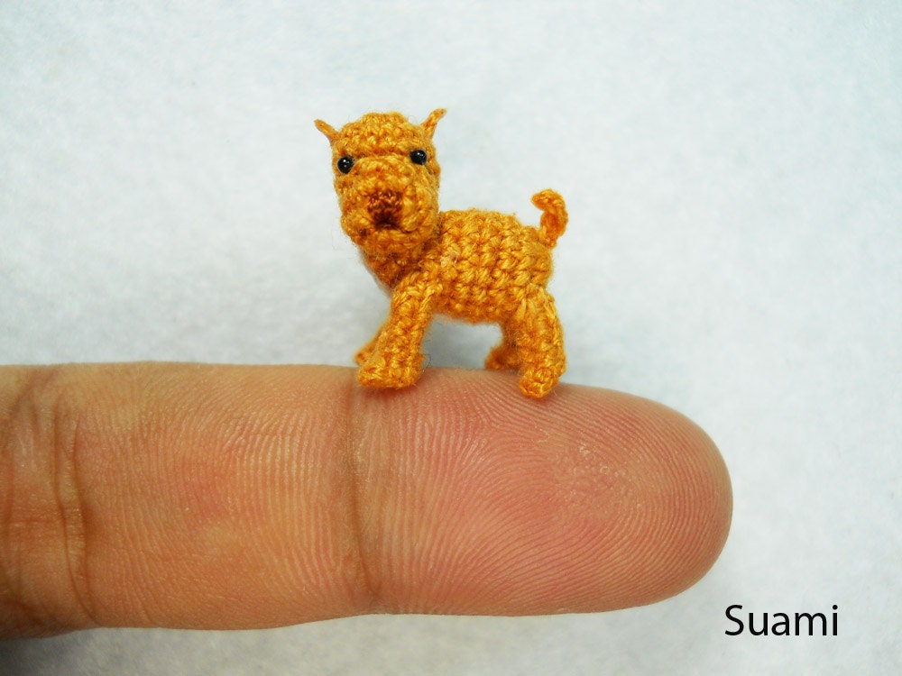 Dogo Argentino Dog - Tiny Amigurumi Crochet Miniature Brown Argentine Mastiff Dog