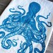 Octopus Screen Printed Kitchen Cotton Tea Towel - Earth Friendly and Reusable - Nautical Dish Towel - Housewarming Gift
