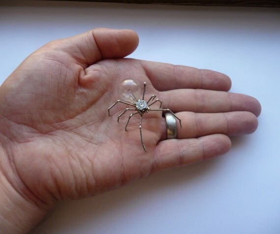 RESERVED Mechanical Spider Sculpture Recycled Watch Parts Clockwork Arachnid Figurine Watch Stems Lightbulb Arthropod A Mechanical Mind