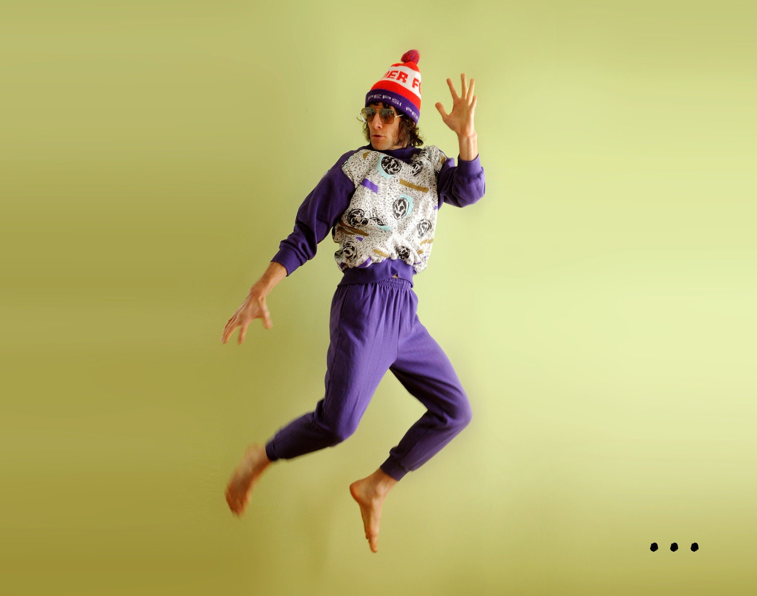 80s purple jumpsuit warm up 1980 New Wave aerobics sweatsuit Clipper Bay small XS Lucky 7