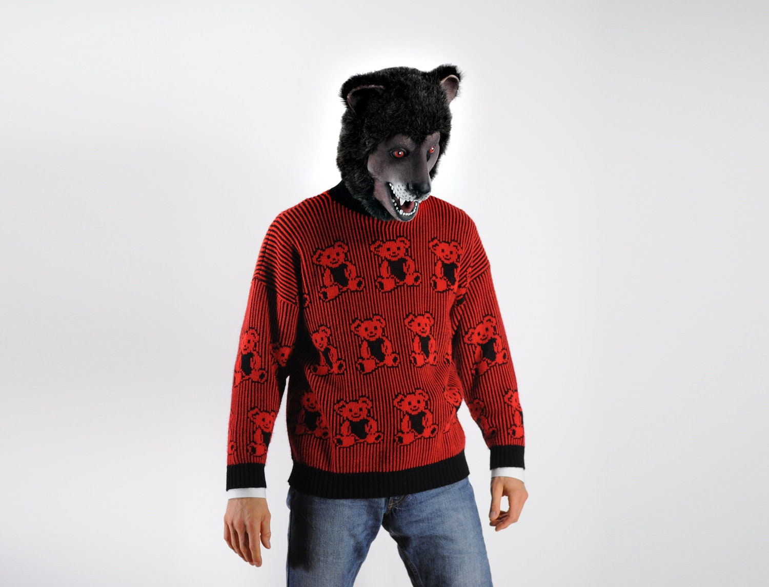 red and black teddy bears of doom novelty sweater
