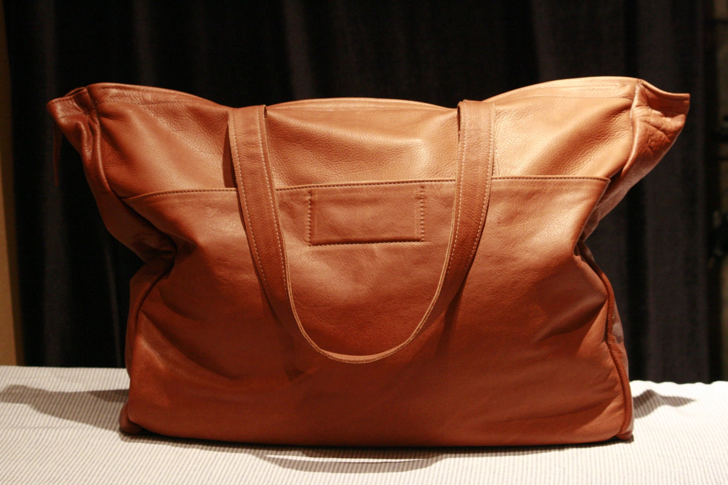 Large Brown Leather Tote, Deluxe, Leather laptop Tote Bag, monogrammed, zippered