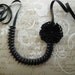 Ribbon necklace with pearls and flower - Grey and black necklace with black glass pearls and lace flower