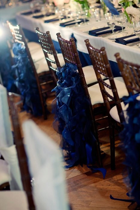 Custom Made Navy Chiffon Curly Accents