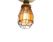 Minimalist Antique Brass Cage Fixture light - Ceiling Flush Mount / Wall Sconce